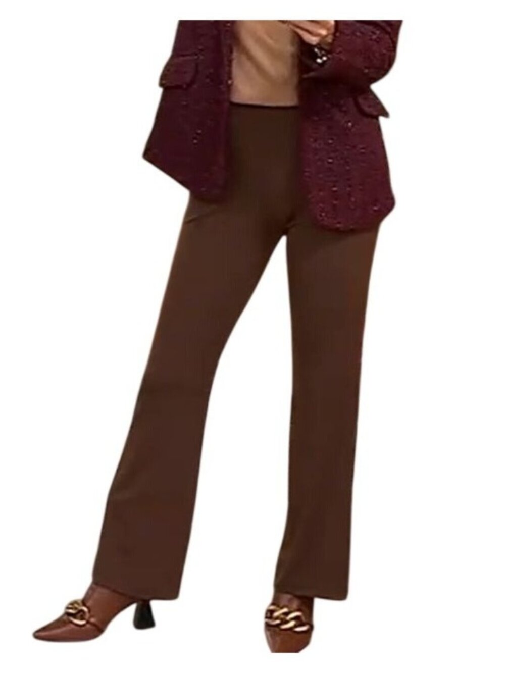 Susan Graver Modern Essentials Ava Bootcut Pants Size 5XP Liquid Knit Chocolate